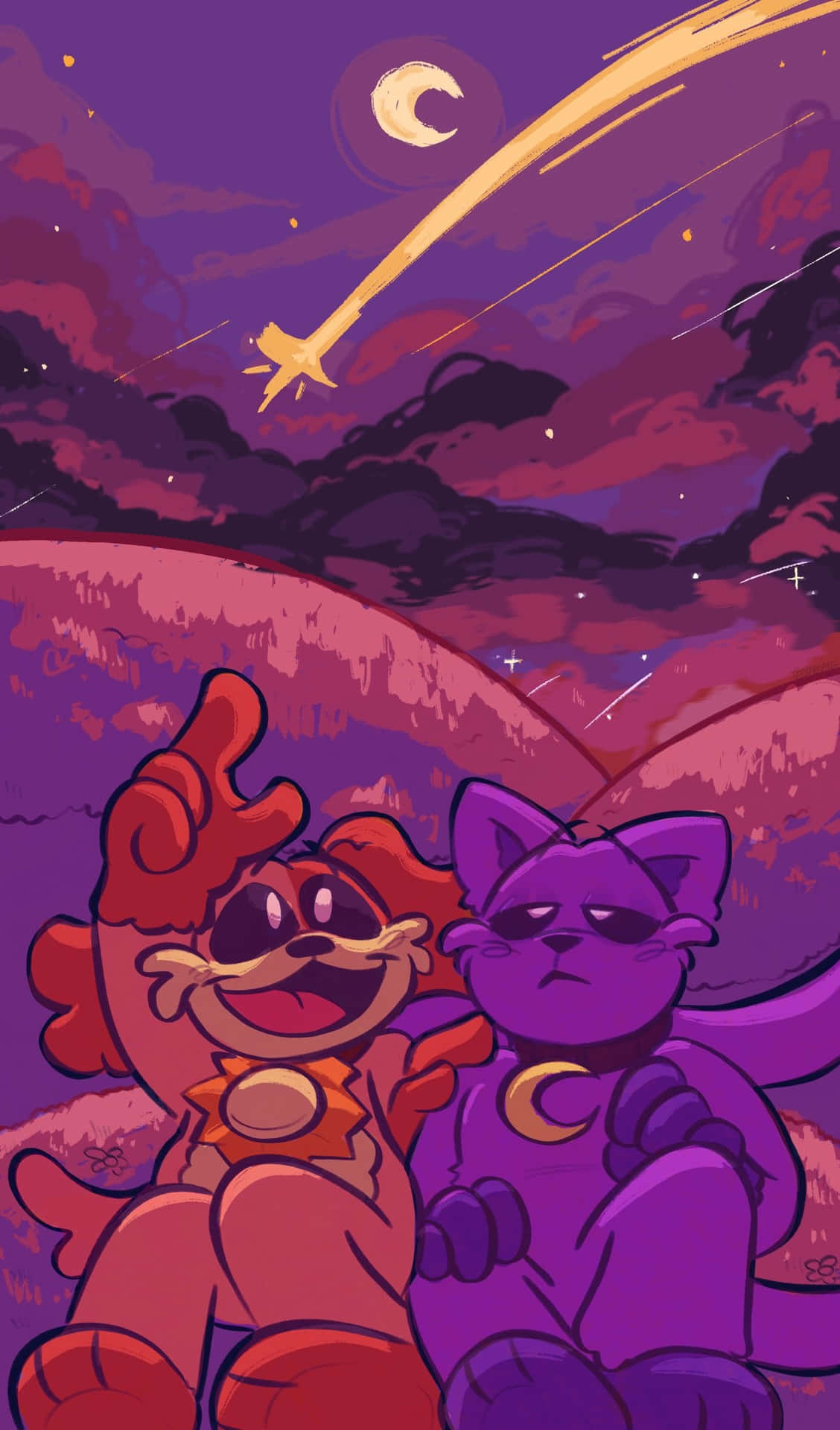 Stargazing_ Cartoon_ Cats Wallpaper