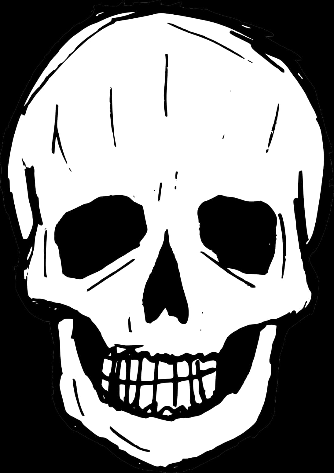 Stark Blackand White Skull Illustration PNG