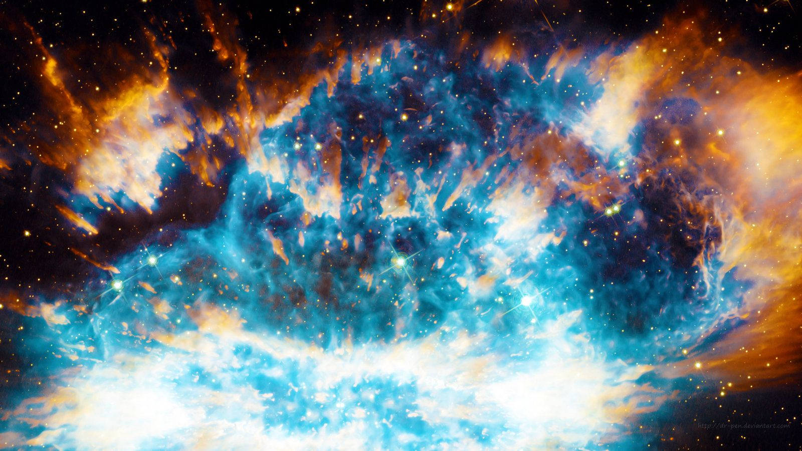 Admire the beauty of a Stark Blue Nebula Wallpaper