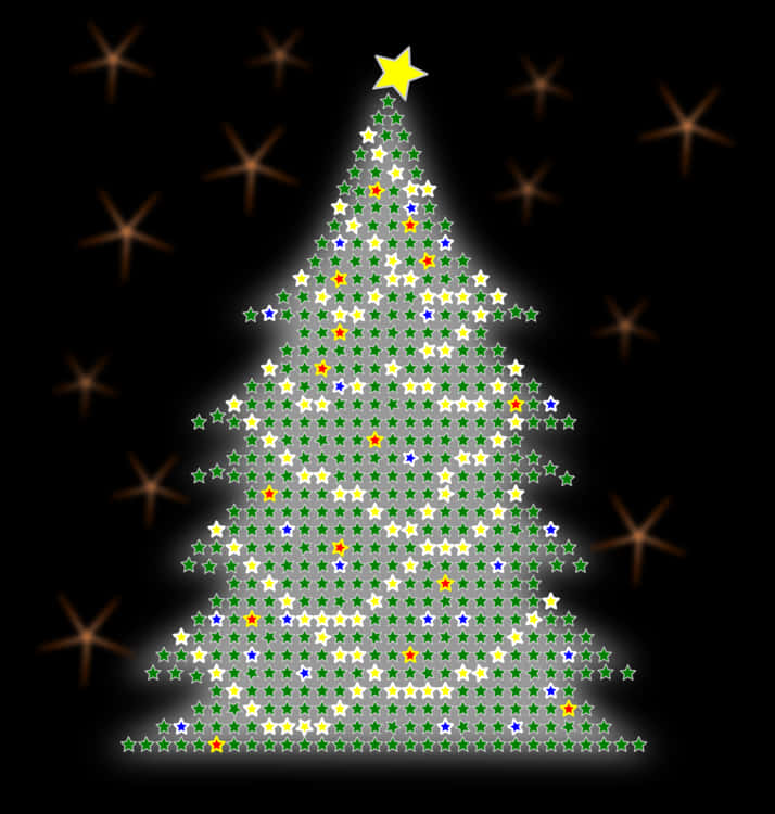 Starlit Christmas Tree Illustration PNG