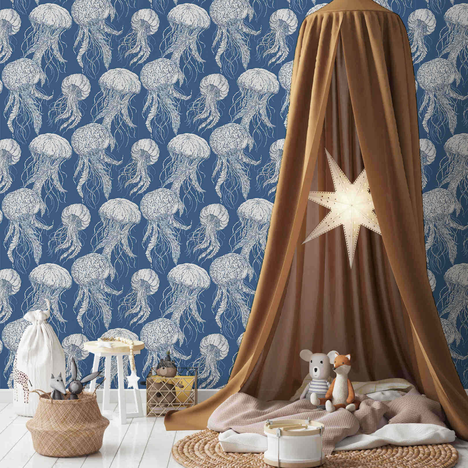 Starlit Nursery Cornerwith Jellyfish Wallpaper Wallpaper