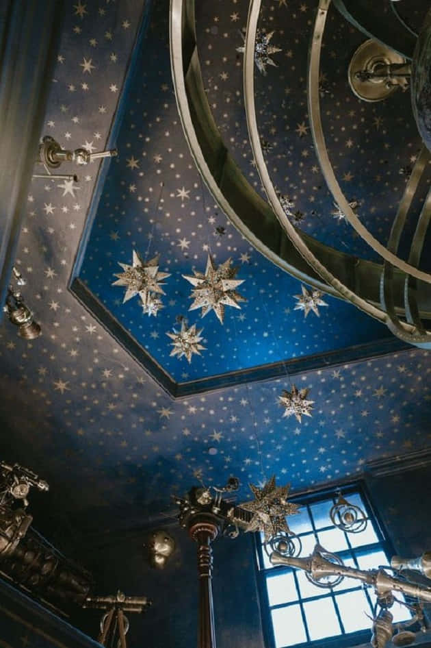 Starry Ceilingand Ornate Lamps Wallpaper