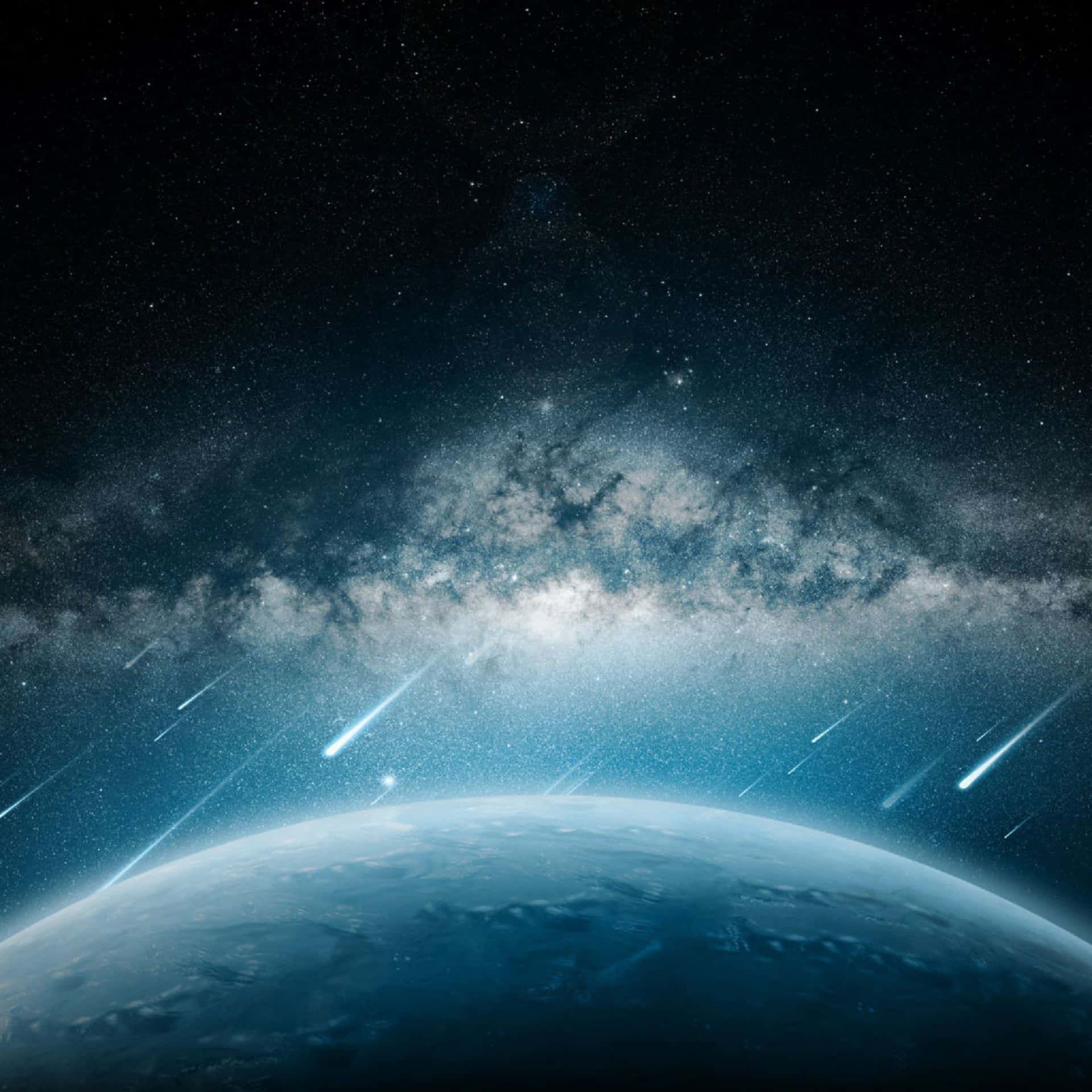 Starry Earth Meteor Shower Wallpaper