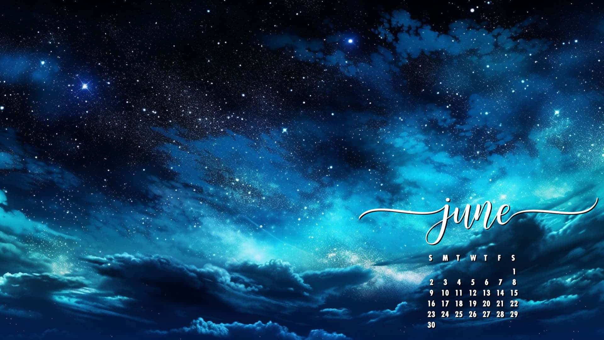 Starry June Calendar Desktop Wallpaper Wallpaper