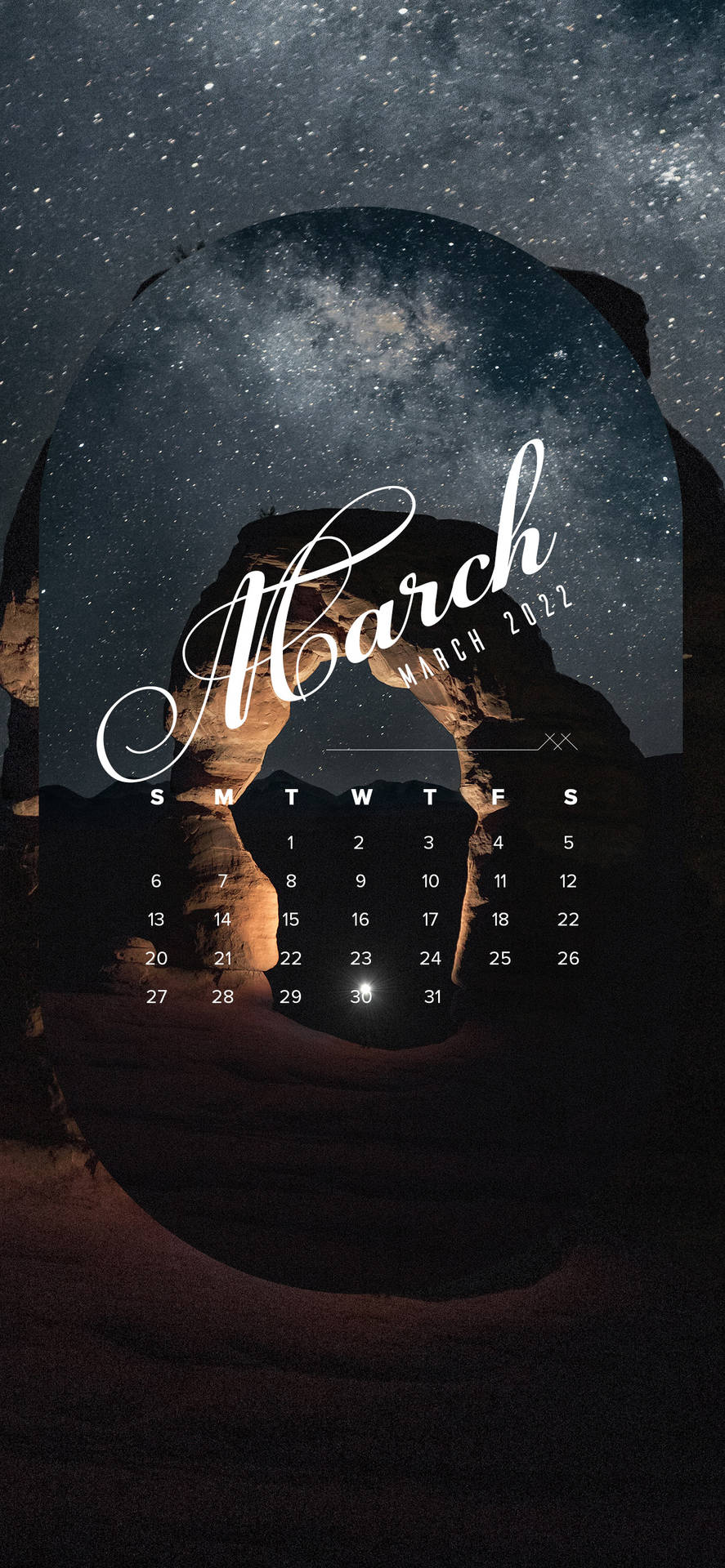 Starry March 2022 Calendar
