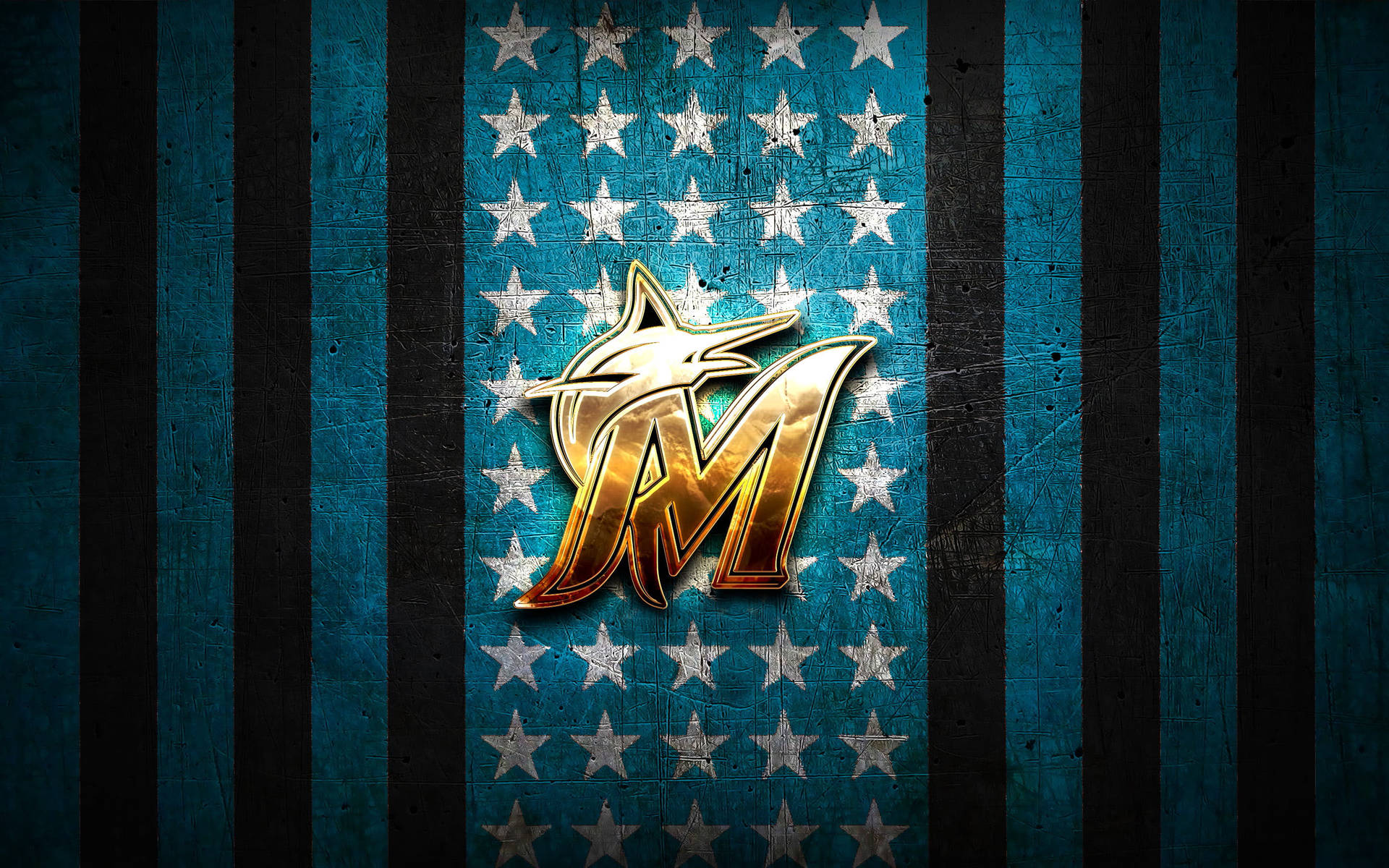 Starry Miami Marlins Logo Wallpaper