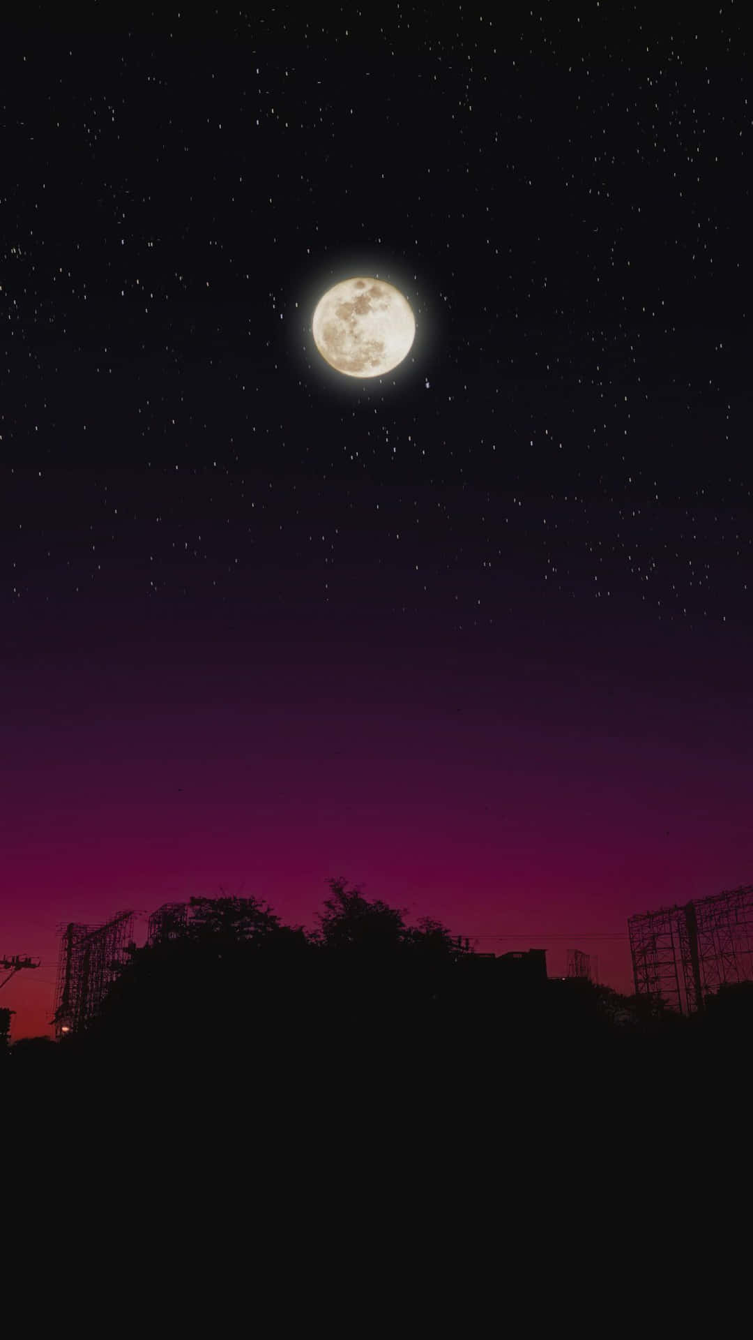 Starry Moonrise Over Silhouetted Landscape.jpg Wallpaper
