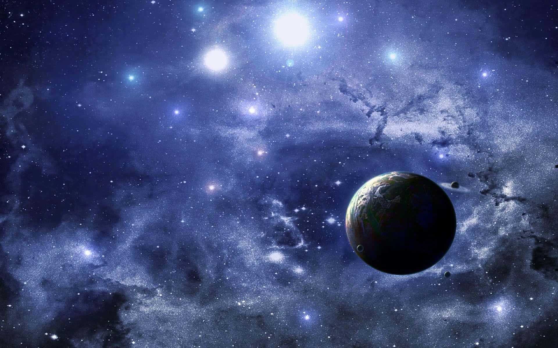 Starry Nebulaand Planet Scene Wallpaper