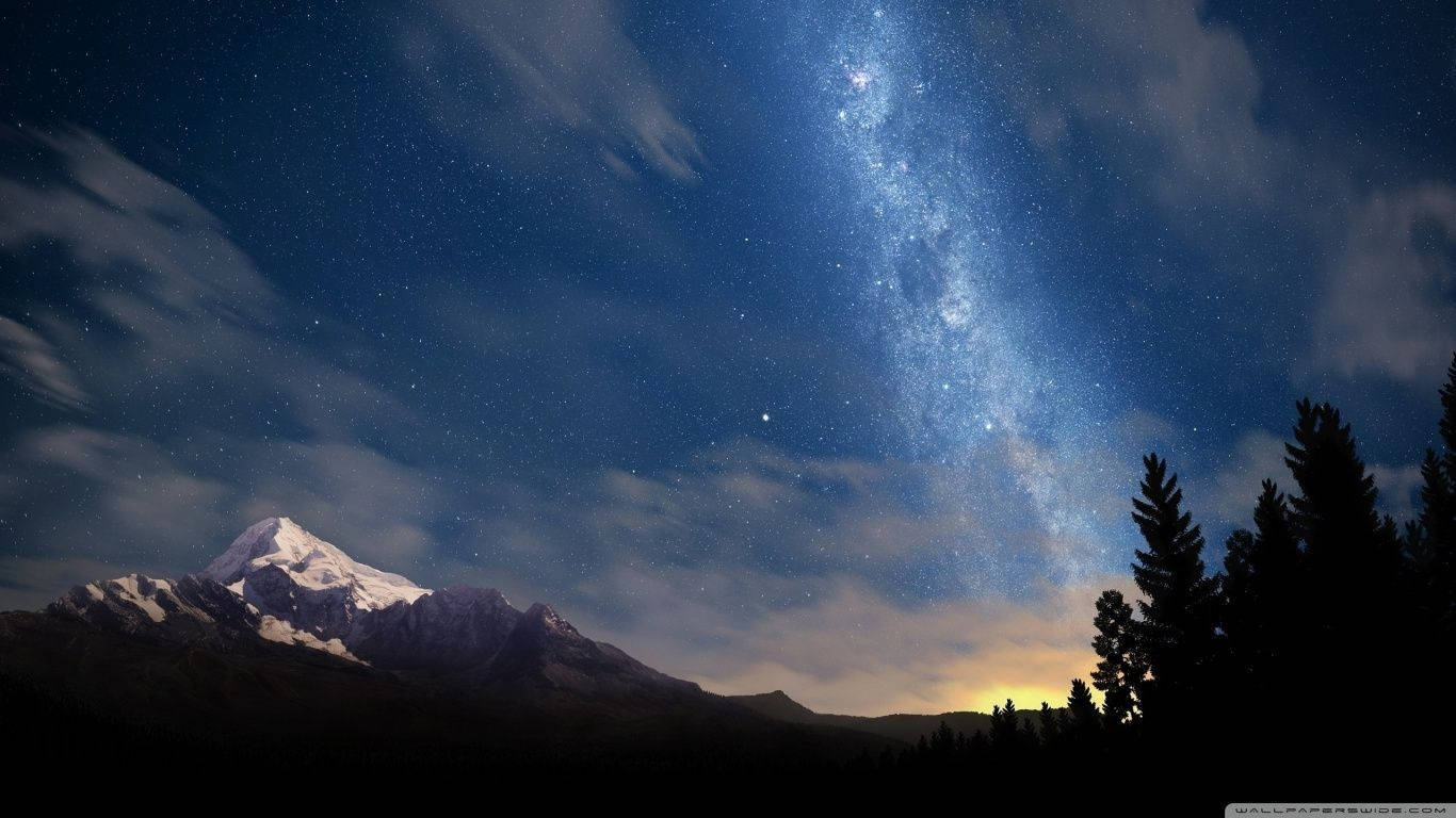 Starry Night Above Nature Landscape