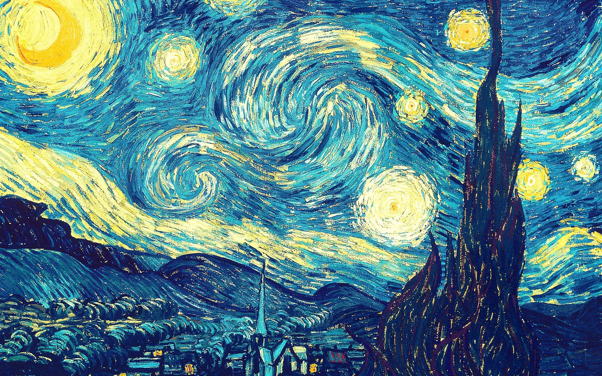 Starry Night Aesthetic Art Desktop