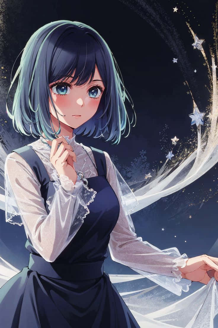 Starry Night Anime Girl Wallpaper