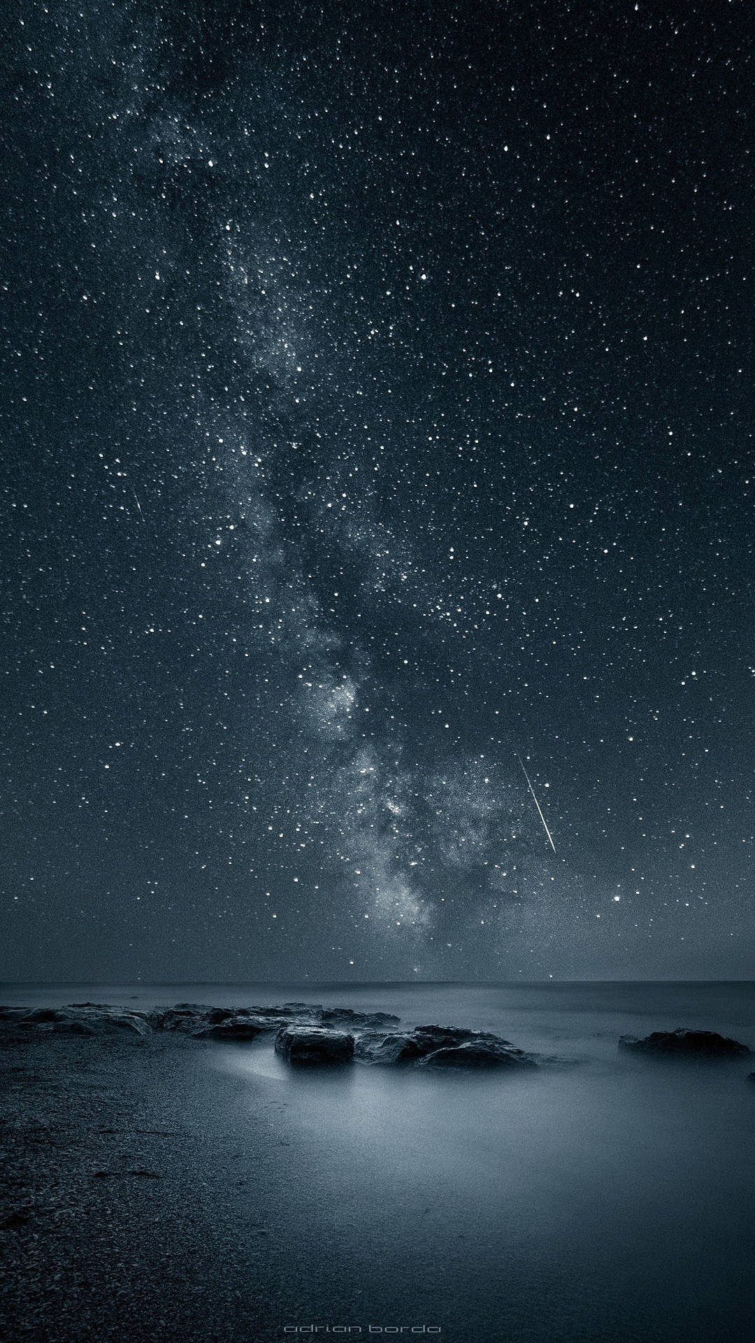 Stjerneklar nat ved havet skærmbeskyttelse Wallpaper