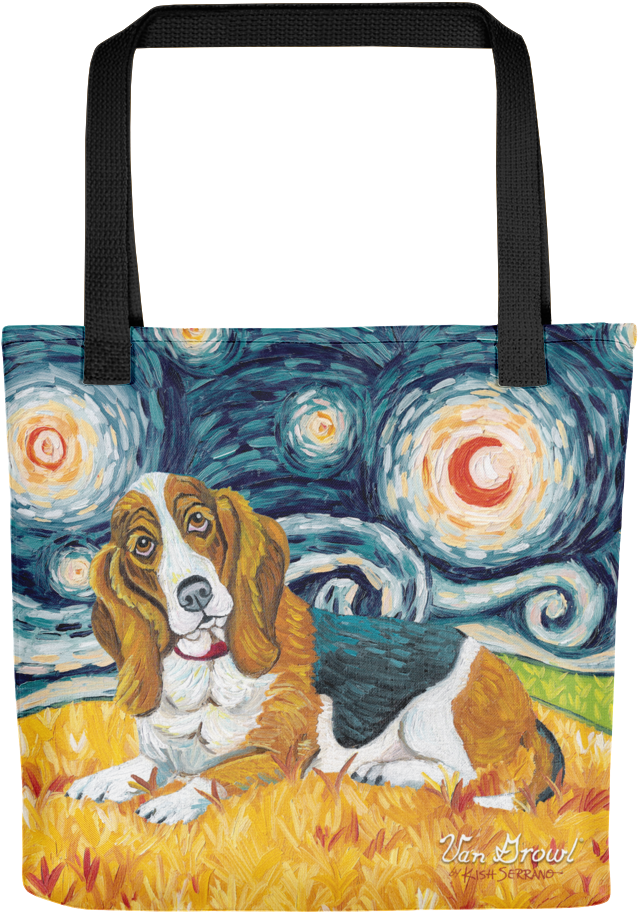 Starry Night Basset Hound Tote Bag PNG