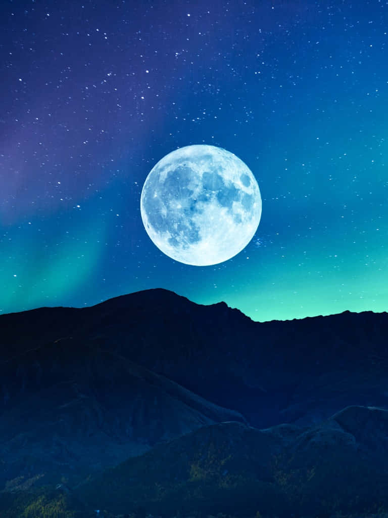 Starry Night Blue Moon Over Mountains.jpg Wallpaper