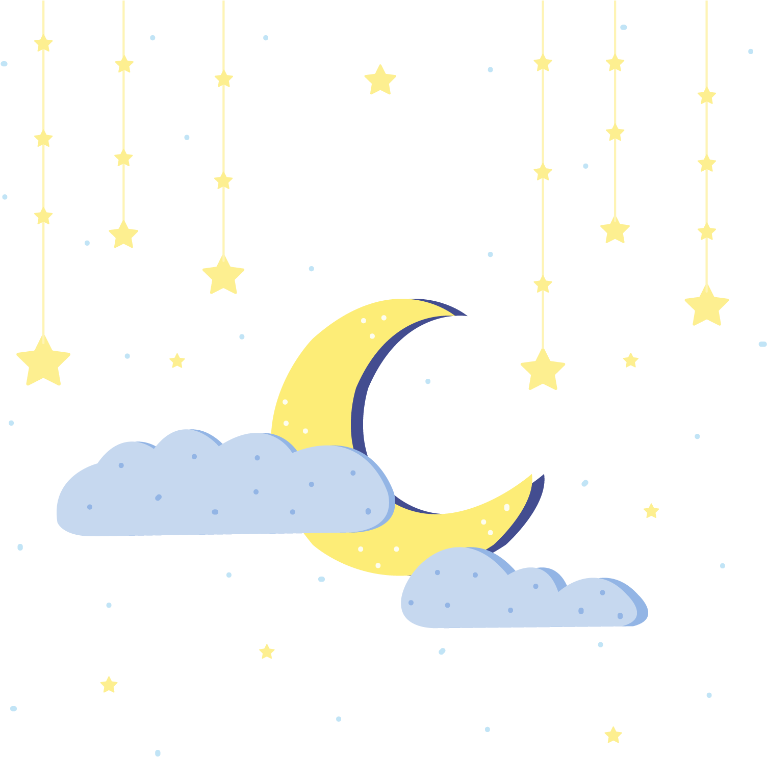 Starry Night Crescent Moon PNG