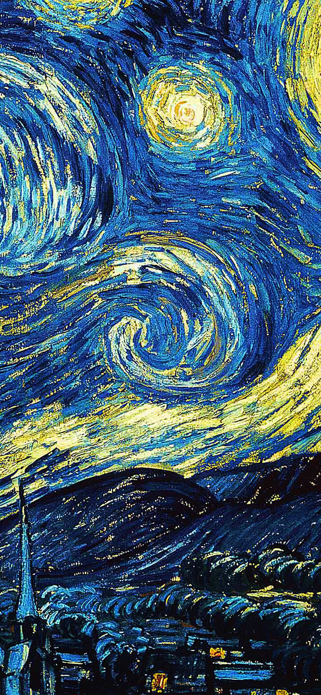 Starry Night Famous Paintings Iphone Wallpaper