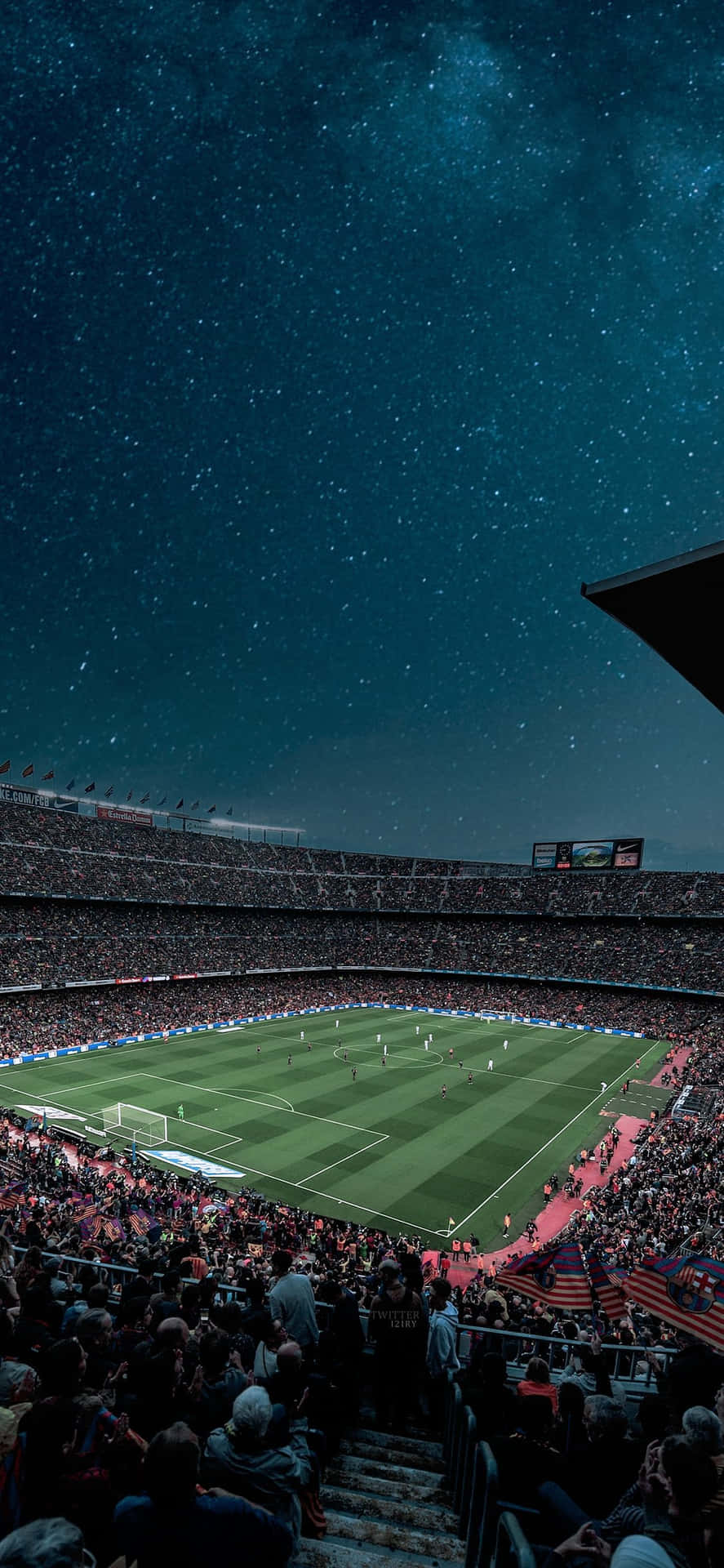 Starry Night Football Match Camp Nou Wallpaper