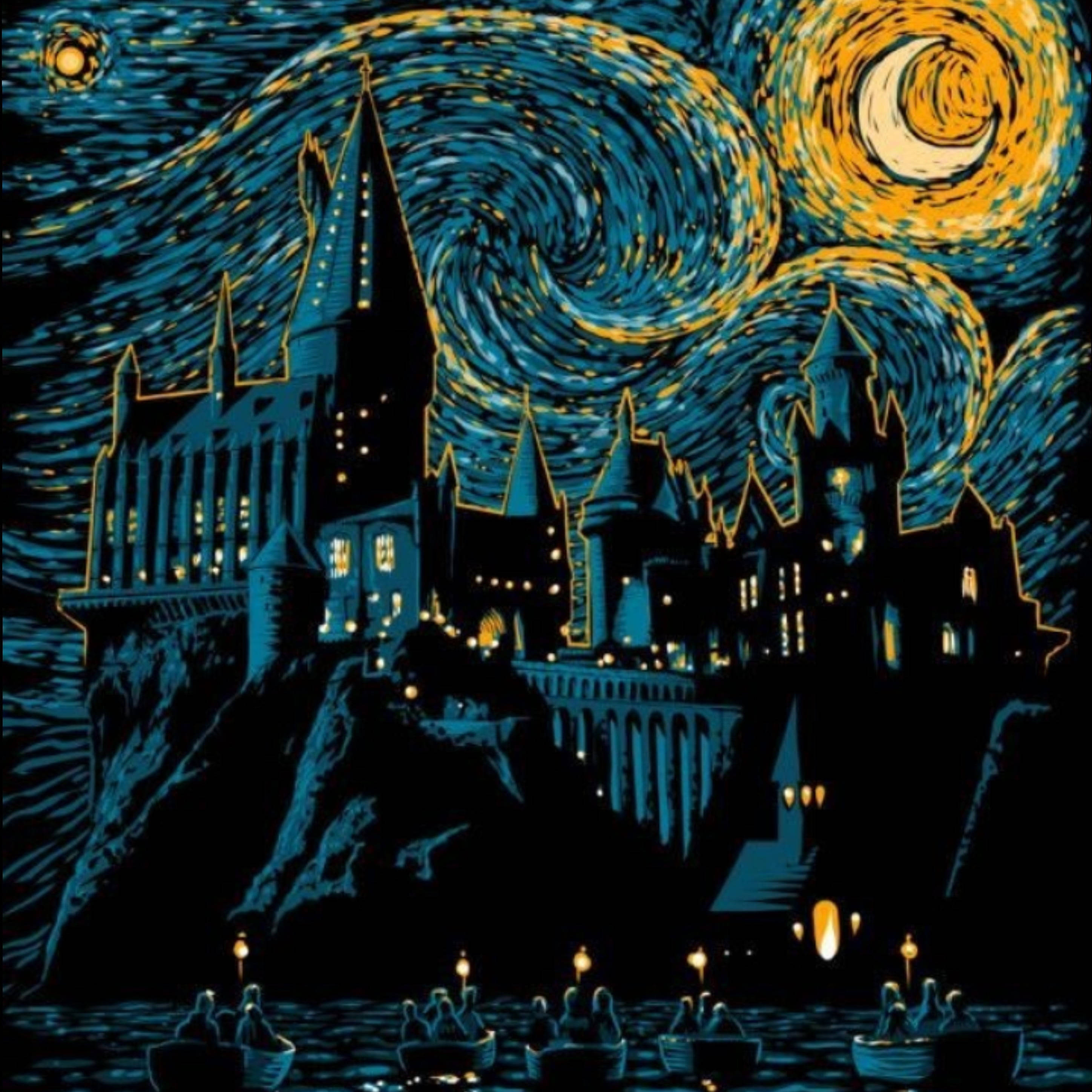 Starry Night Harry Potter Hogwarts Iphone Wallpaper