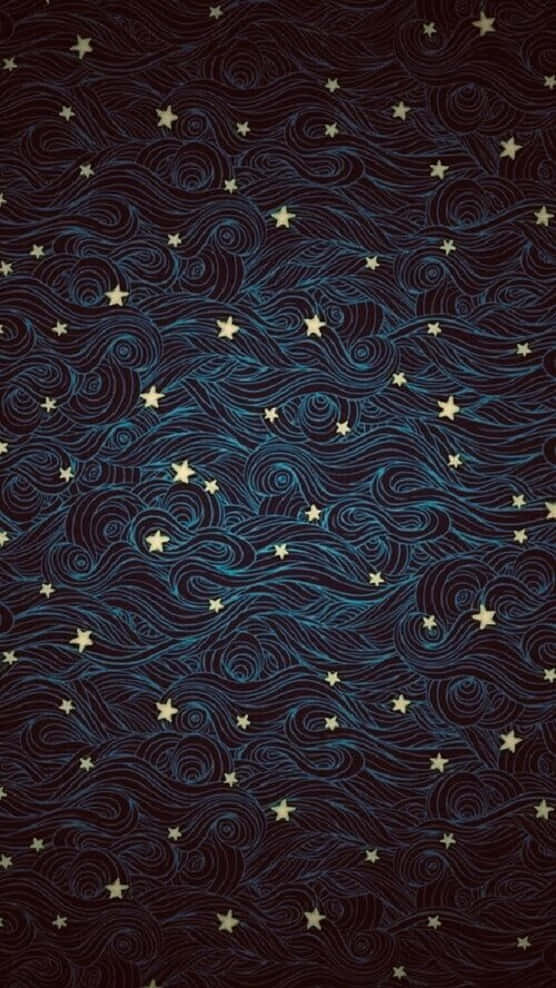 Starry Night Inspired Pattern Wallpaper
