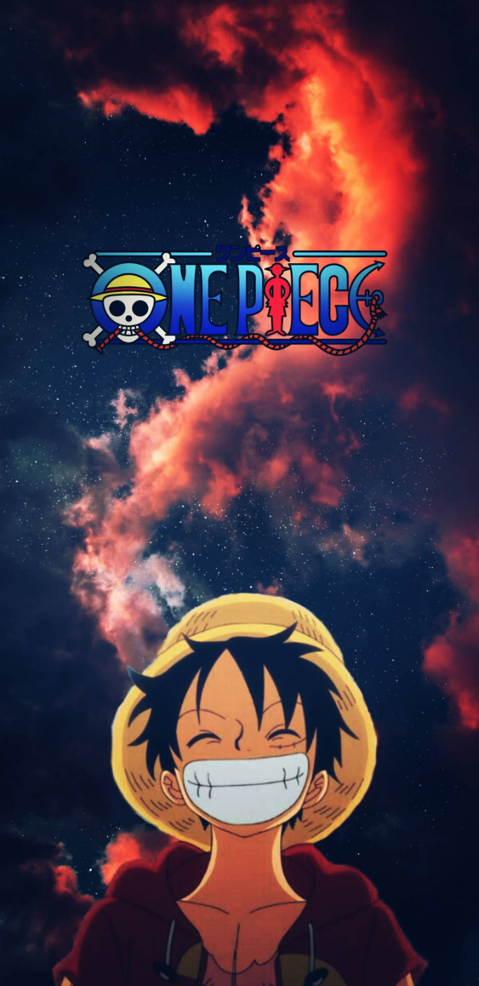 Starry Night Luffy Aesthetic With Logo Wallpaper