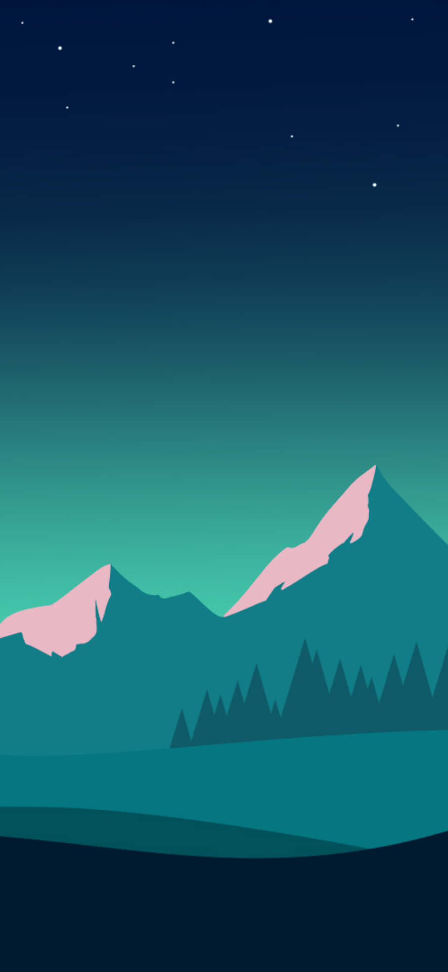 Starry Night Mountain Illustration Wallpaper