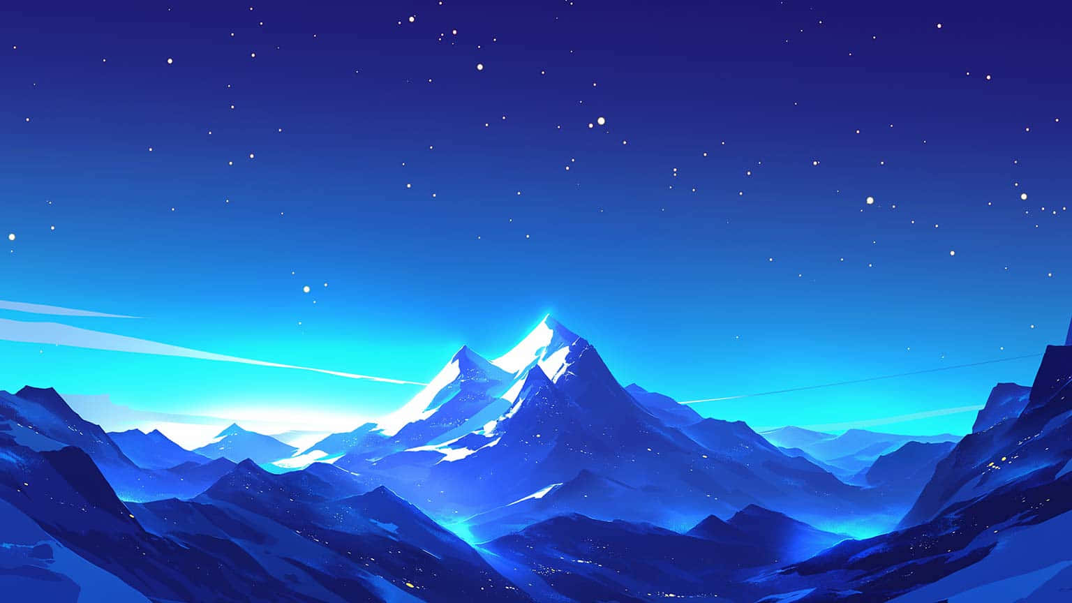 Starry Night Mountain Landscape Wallpaper