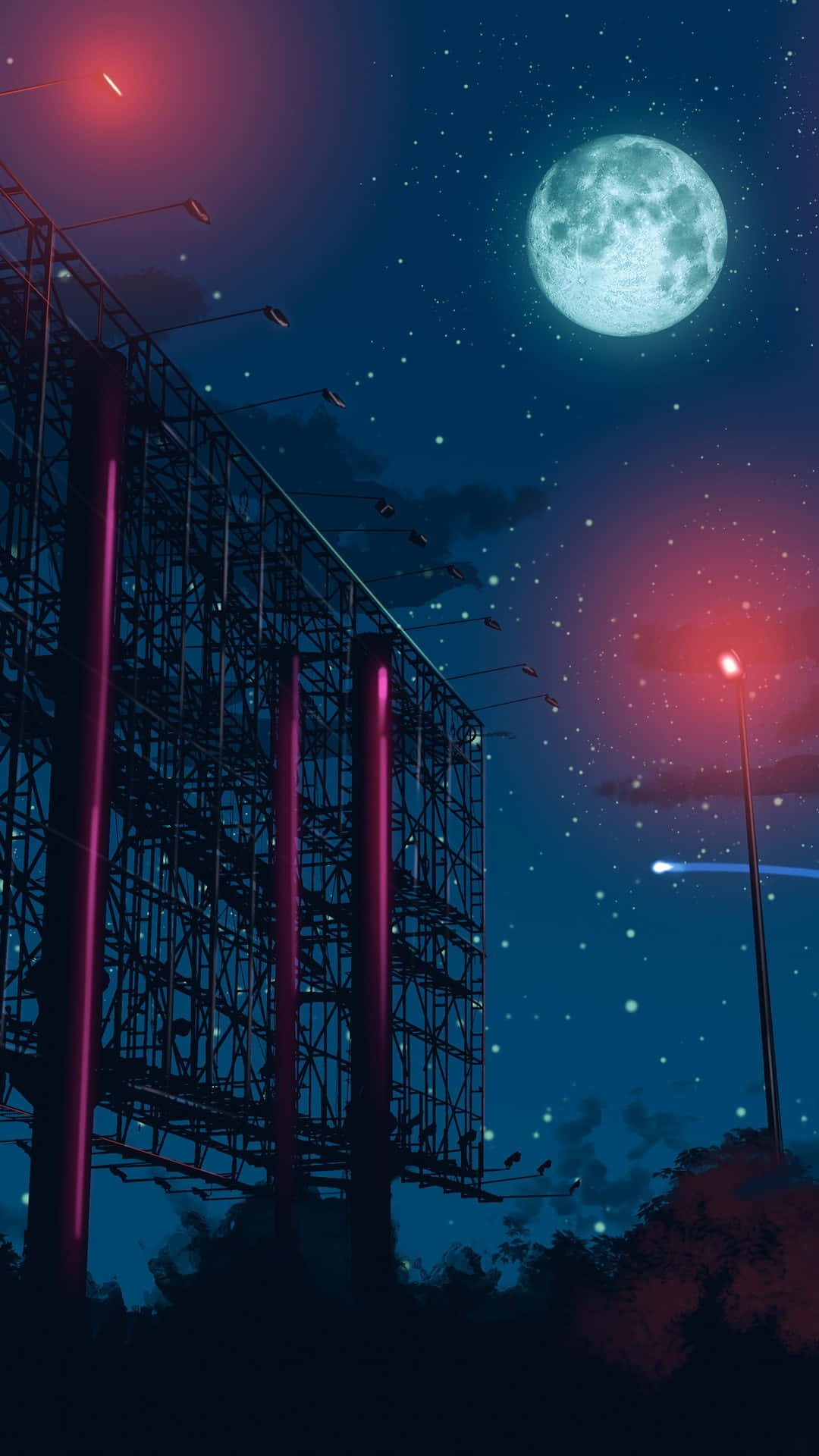 Starry Night Over Industrial Scaffolding Wallpaper