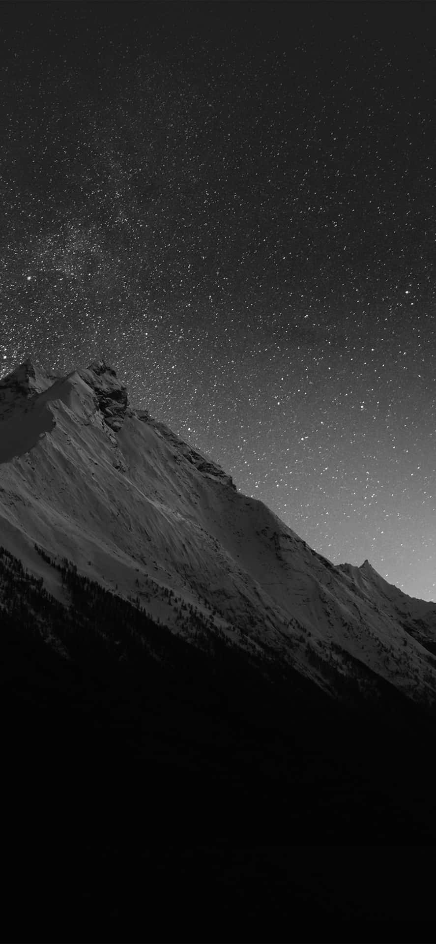 Starry_ Night_ Over_ Monochrome_ Mountain_ Peak Wallpaper