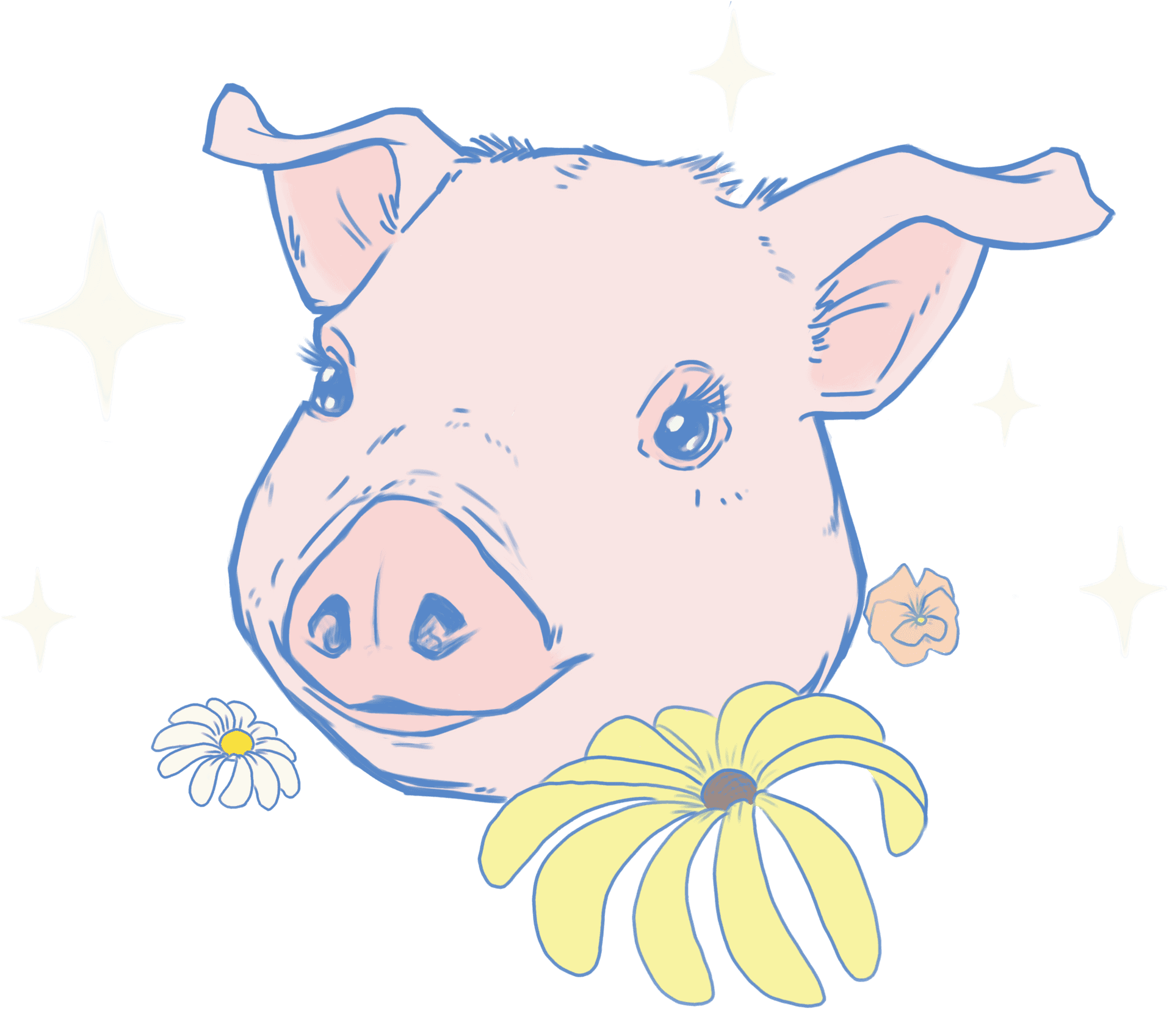 Starry Night Pig Illustration PNG