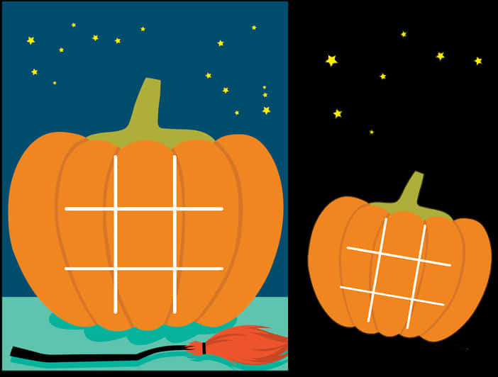Starry Night Pumpkins Illustration PNG