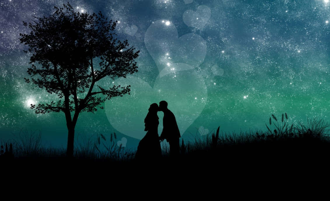 Starry Night Romance Silhouette Wallpaper