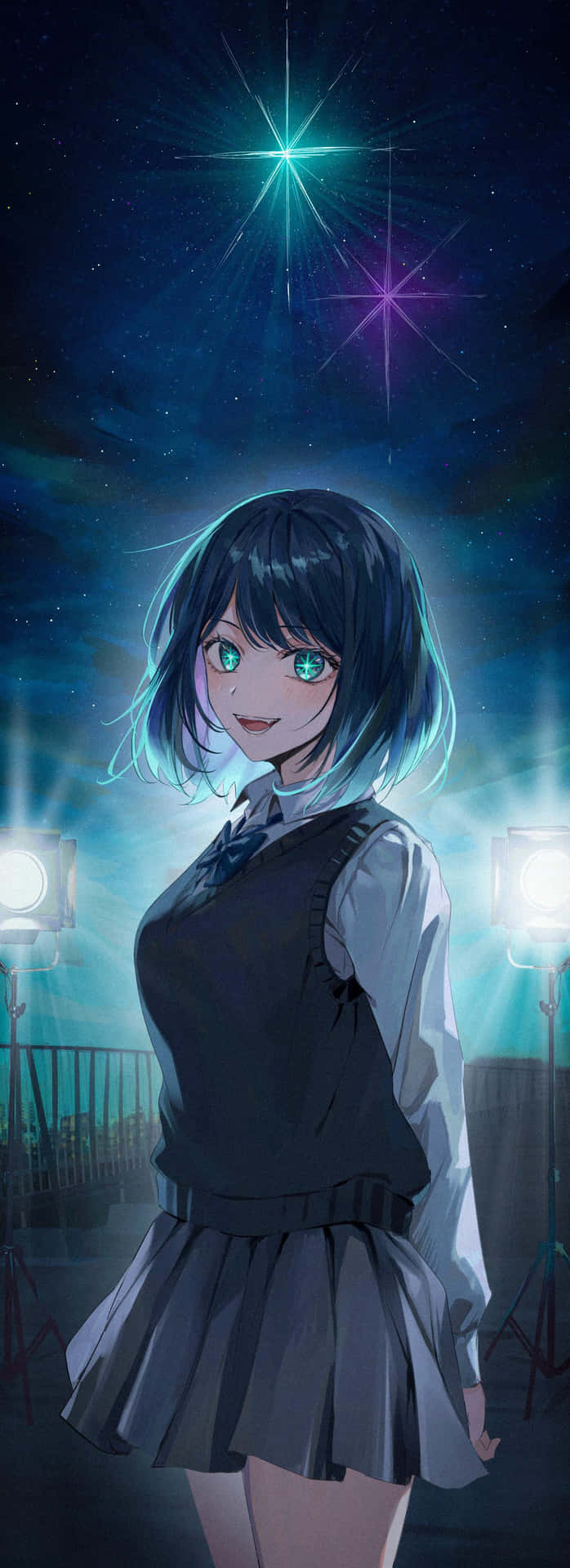 Starry Night Schoolgirl Wallpaper