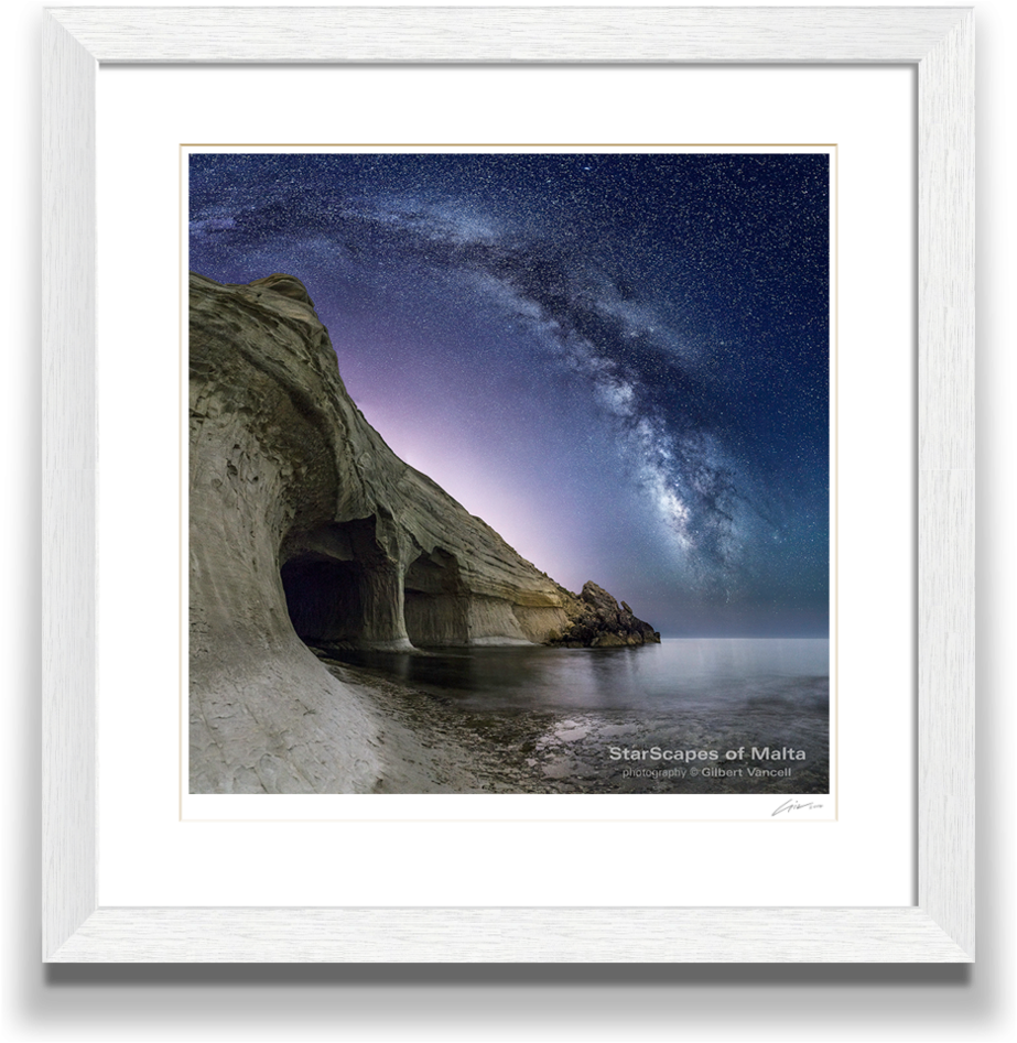 Starry Night Seascape Cave PNG