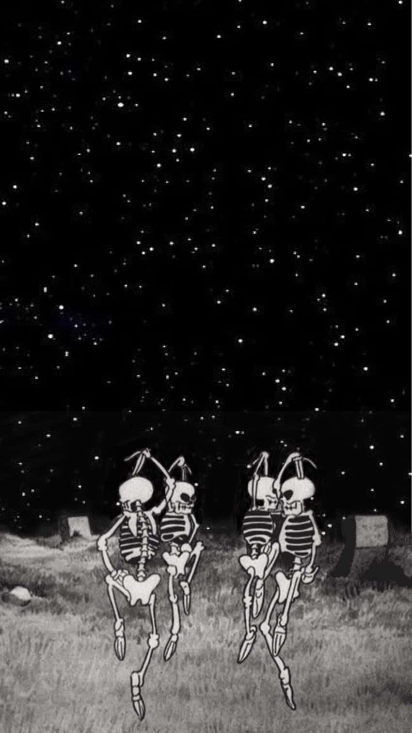 Starry Night Skeletons Wallpaper