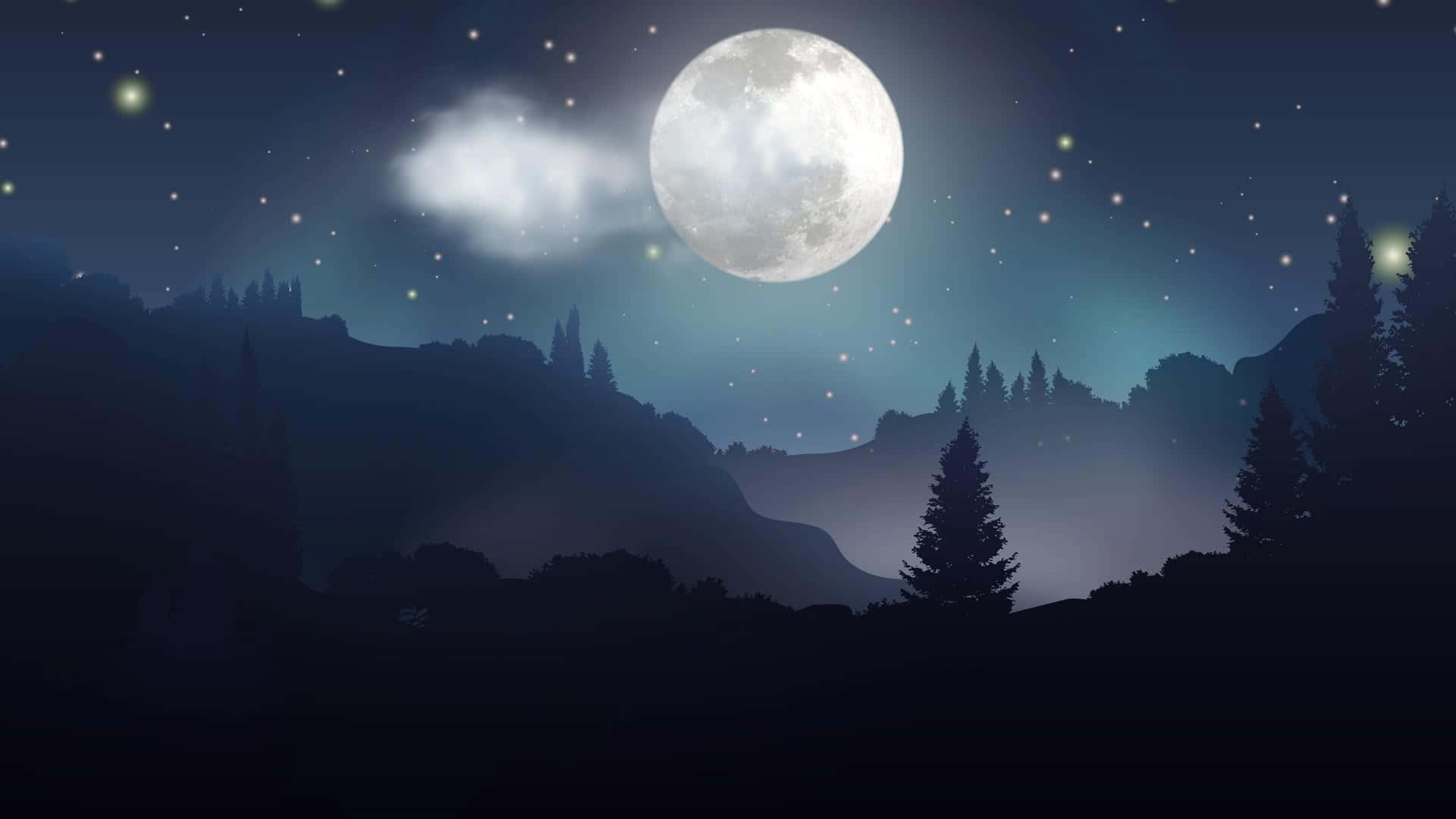 Animazionedel Cielo Notturno Stellato Con La Luna Sfondo