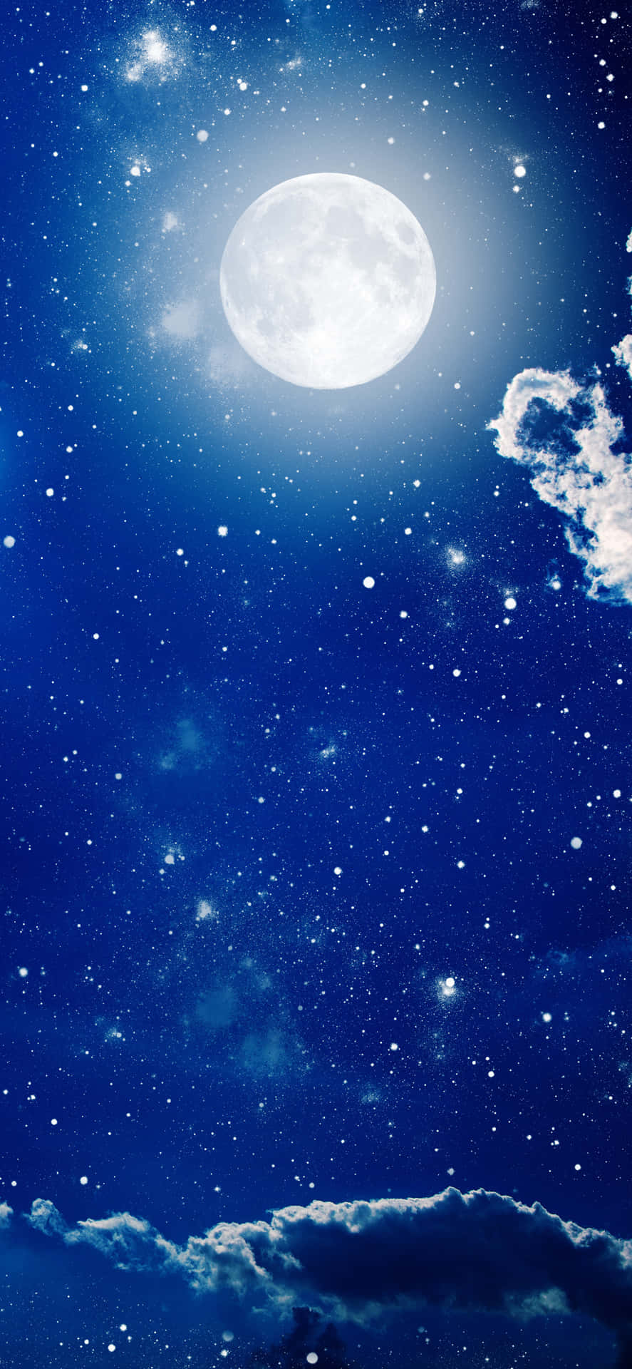 Starry Night Sky With Full Moon Wallpaper