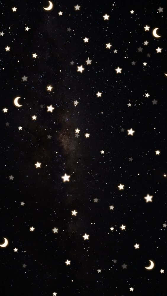 Starry Night Skywith Crescent Moons Wallpaper