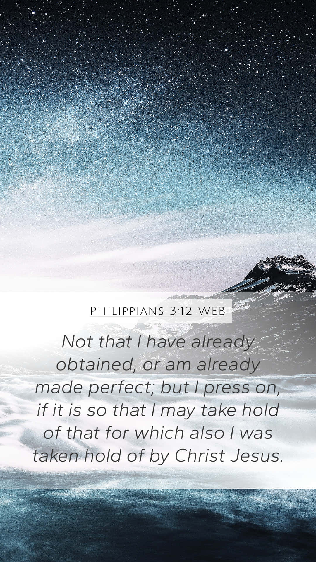 Starry Night Snowy Mountain Bible Verse Wallpaper