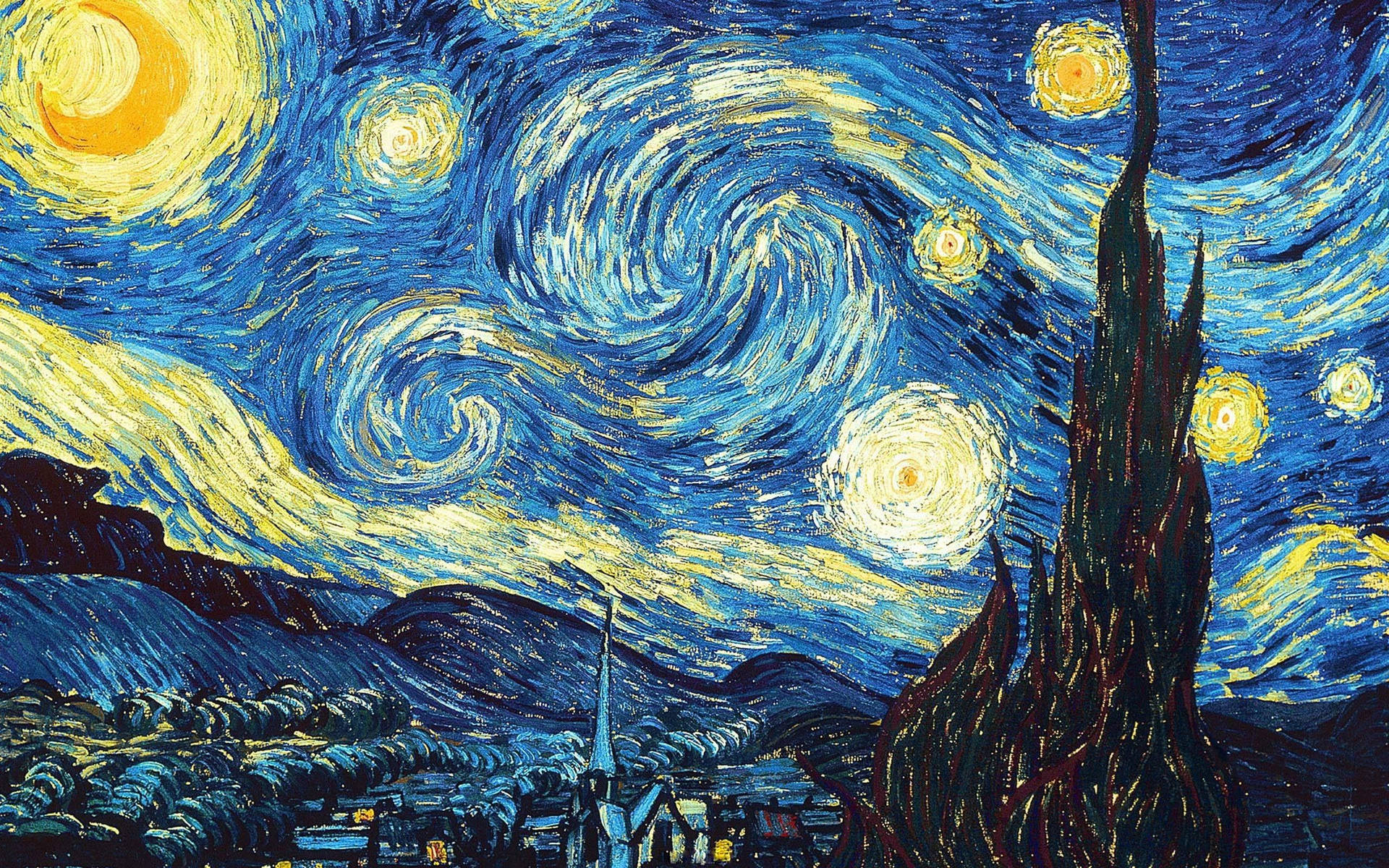 Starry Night Van Gogh Painting Wallpaper