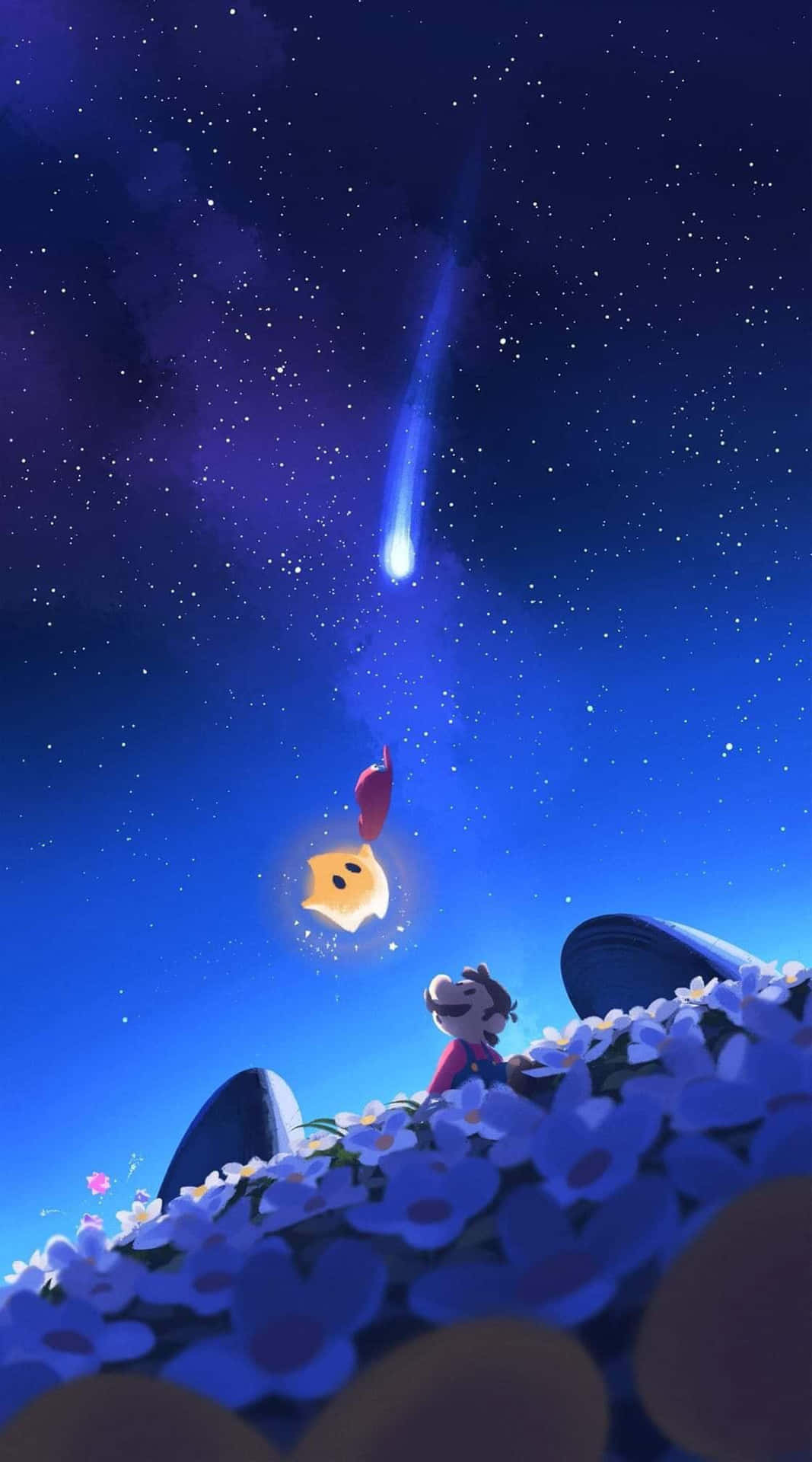 Starry Night Wishand Comet Wallpaper