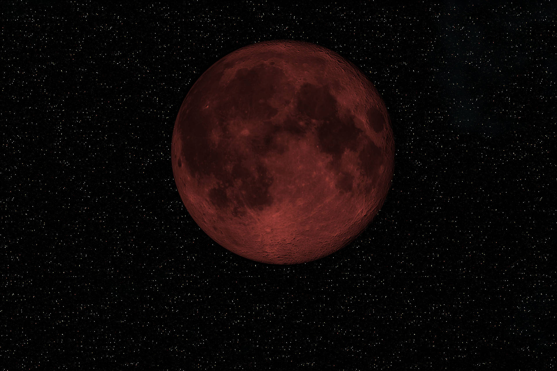 Starry Red Moon Night Sky