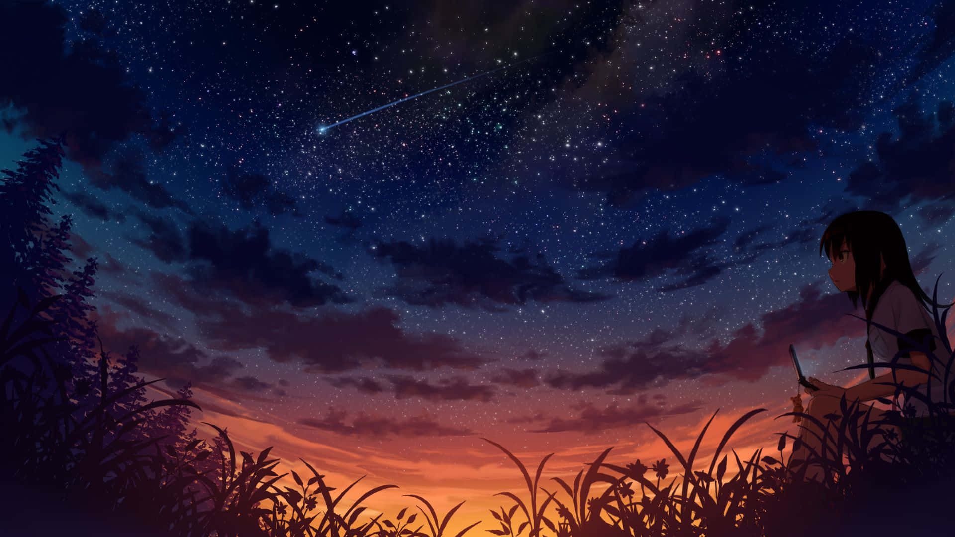 Gazing at the beauty of the starry sky.