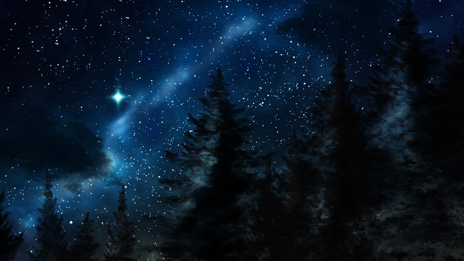 Entreem Um Mundo Encantado Com Um Céu Estrelado.