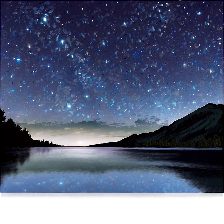 Starry Sky Over Lake Png Pts82 PNG