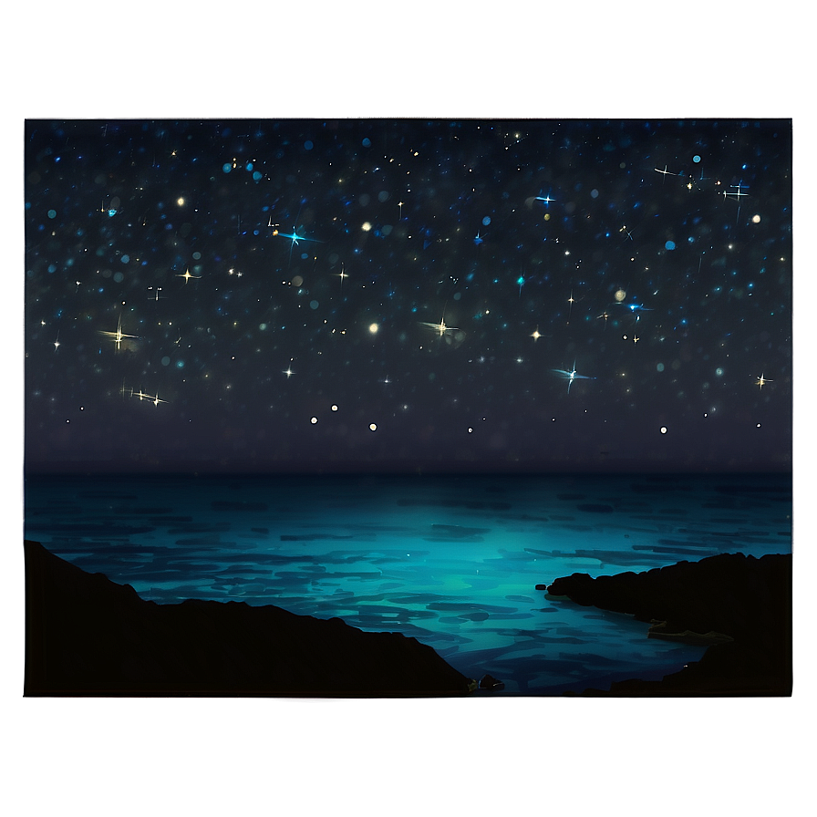 Starry Sky Over Ocean Png Wew PNG