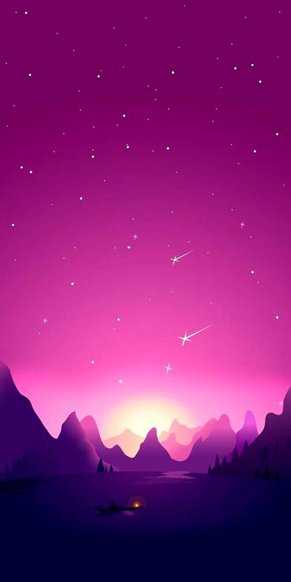 Starry Violet Sky Minimalist Android Wallpaper