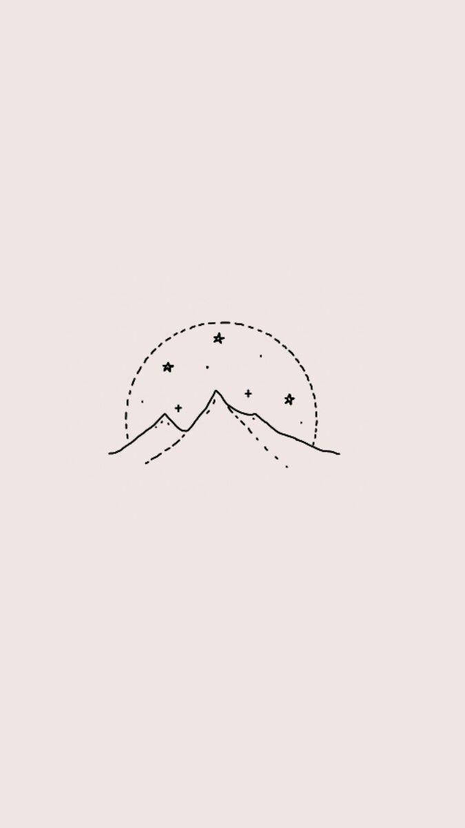 Stars And Mountains Aesthetic Sketches Wallpaper