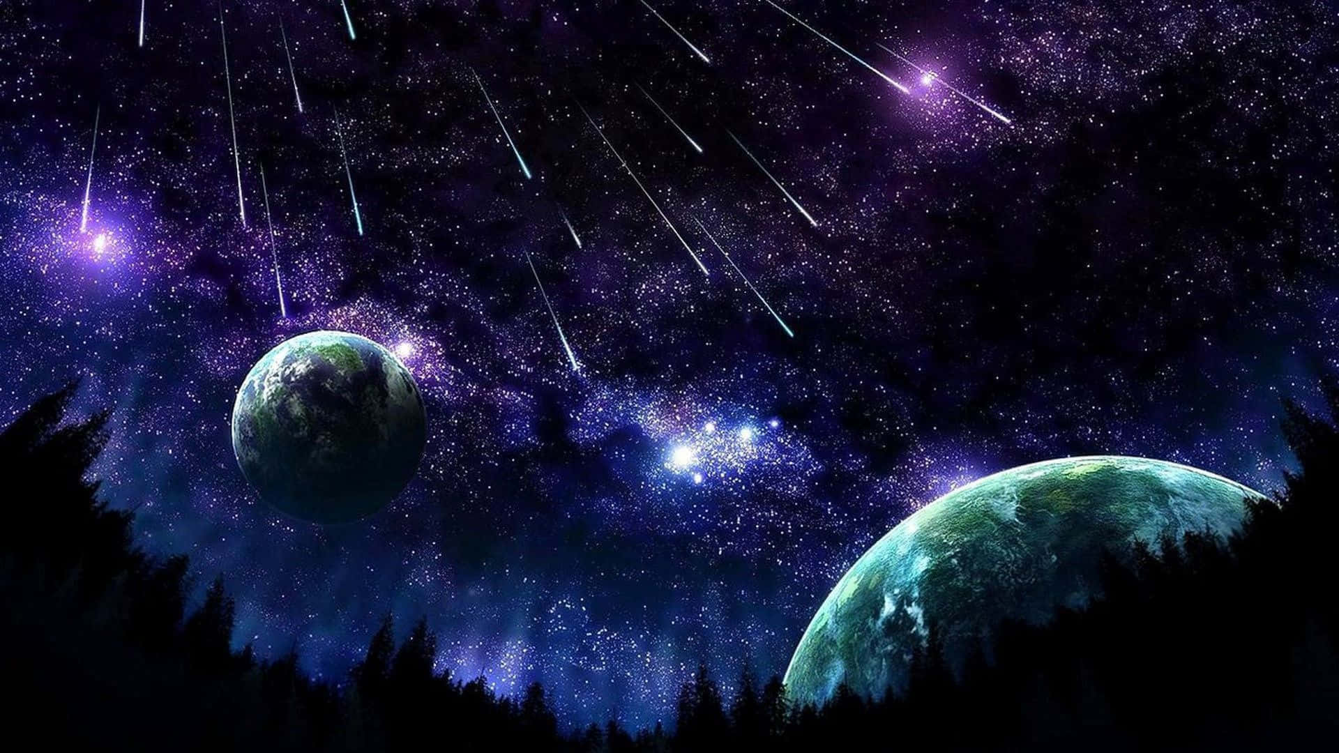 Funklendenattehimmel Med Utallige Stjerner.