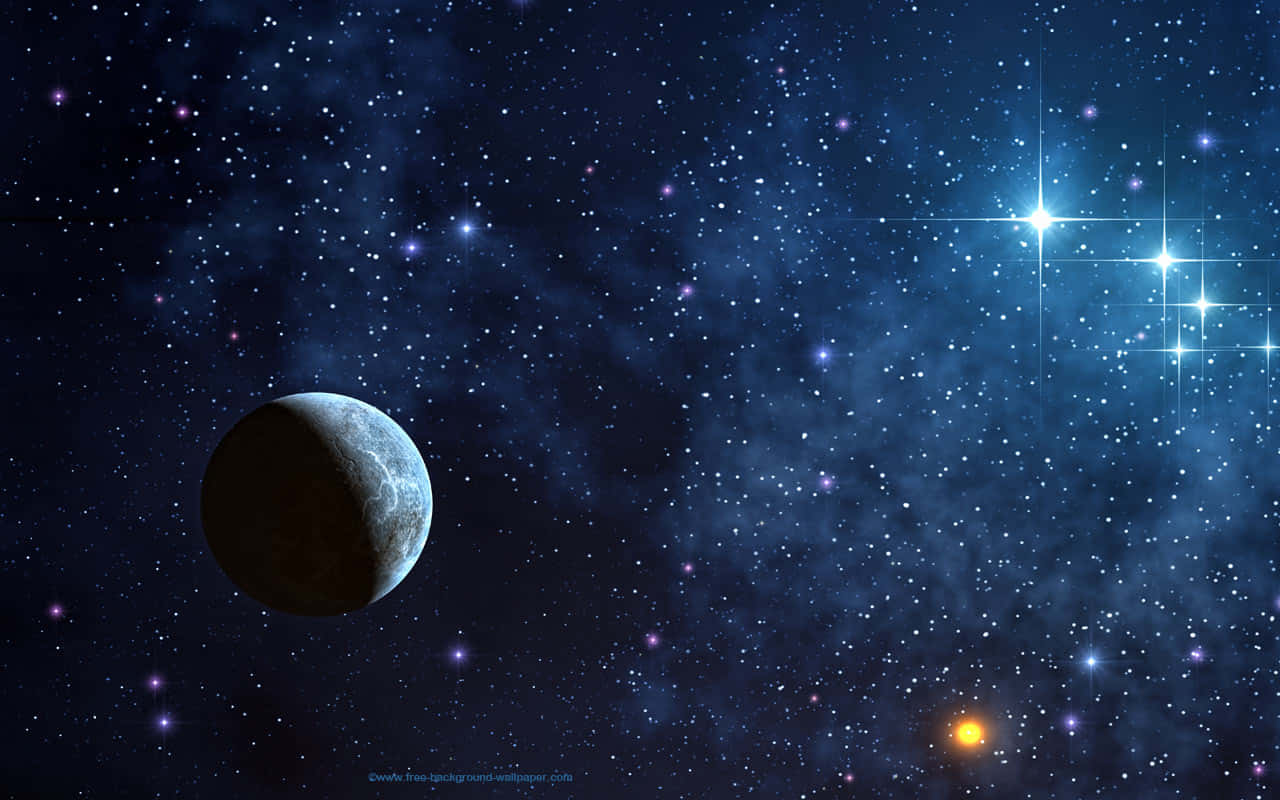 A Starry Sky With A Planet And Stars Wallpaper