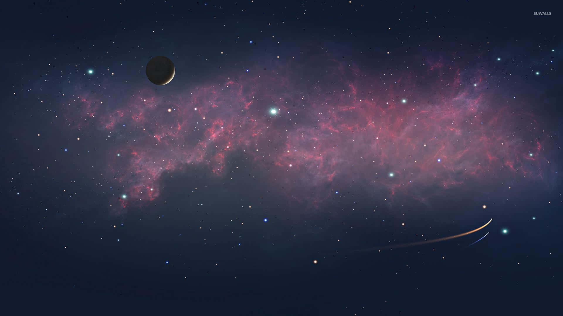 A Space Scene With A Planet And Stars Wallpaper